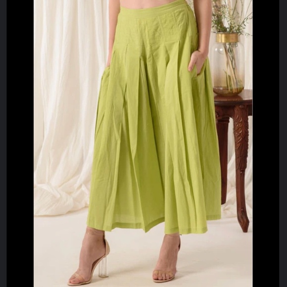 Miss Nicky Everyday Flared Pant in Lime Green Wide-Leg High Rise M - Picture 1 of 9